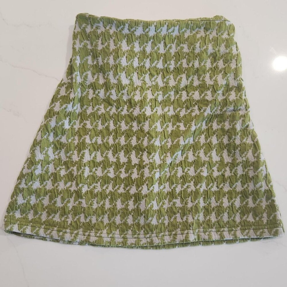 Y2K Urban Outfitters Sz S Mini Skirt sage green houndstooth Schoolgirl Clueless